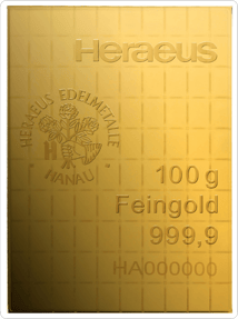 100 x 1g Gold Tafelbarren (Combibar)