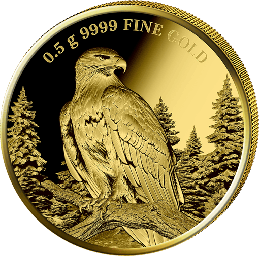 0,5g Gold Heimische Tiere Steinadler 2025 (Auflage: 5.000 | Polierte Platte)