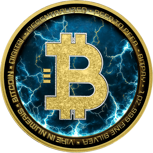 1 Unze Silber Thunder Bitcoin Iced Out (Auflage: 100 | teilvergoldet)