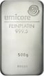 500g Platinbarren Umicore, Heraeus, Degussa