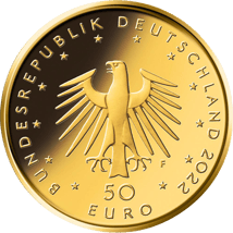 1/4 Unze Gold 50 Euro Konzertgitarre 2022 (Buchstabe F)