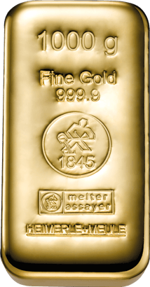 1kg Goldbarren Heimerle und Meule (Gussbarren)