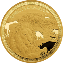 1 Unze Gold African Safari Löwe 2018 PP (Auflage: 99 | Zertifikat Nr. 99)