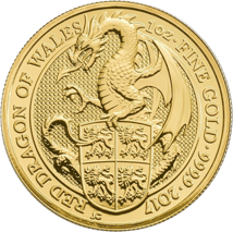 1 Unze Goldmünze The Queen's Beasts Red Dragon 2017