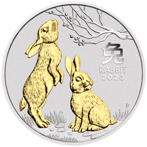 1 Unze Silber Lunar III Hase 2023 (Auflage: 25.000 | teilvergoldet)