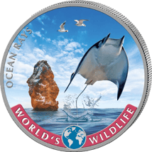 1 Unze Silber World's Wildlife Rochen 2023 (Auflage: 5.000 | coloriert)