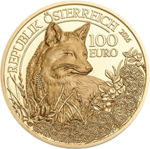 100 Euro Gold Fuchs Wildtiere Österreich 2016 PP