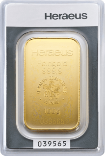 100g Goldbarren Heraeus (geprägt)