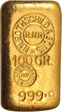 100g Goldbarren Rothschild (ohne Gegenstempel)