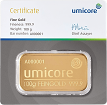 100g Goldbarren Umicore