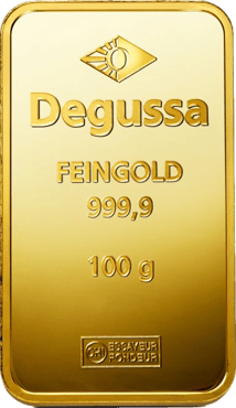 100g Goldbarren Degussa