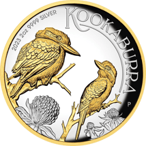 2 Unze Silber Kookaburra 2023 PP (Auflage: 2.000 | Polierte Platte | High Relief | teilvergoldet)