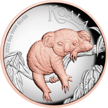 5 Unze Silber Koala 2022 PP (Auflage:500 | Polierte Platte | teilvergoldet)