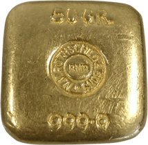 50g Goldbarren Rothschild (kleiner Prägestempel auf Rundseite)