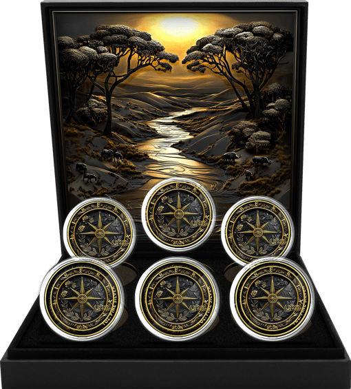 Black and Gold African Animals Silber Set 2024 (Auflage: 50 | teilvergoldet)