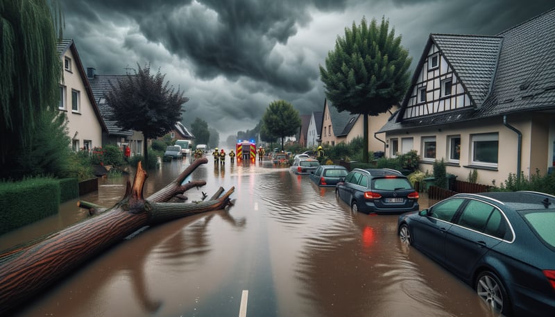 Unwetterchaos in Deutschland: Überflutete Straßen und volle Keller